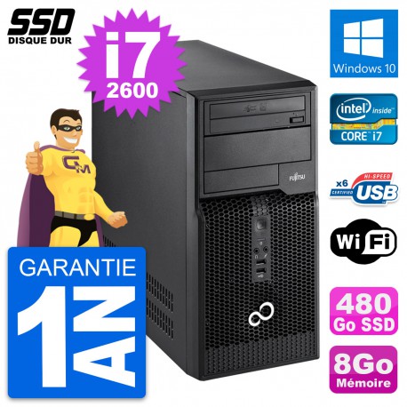 PC Tour Fujitsu Esprimo P400 Intel i7-2600 RAM 8Go SSD 480Go Windows 10 Wifi