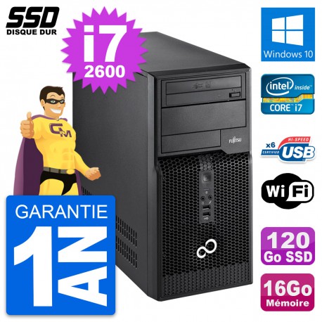 PC Tour Fujitsu Esprimo P400 Intel i7-2600 RAM 16Go SSD 120Go Windows 10 Wifi