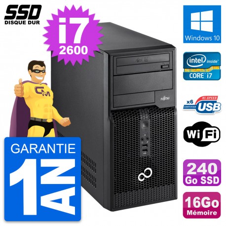 PC Tour Fujitsu Esprimo P400 Intel i7-2600 RAM 16Go SSD 240Go Windows 10 Wifi