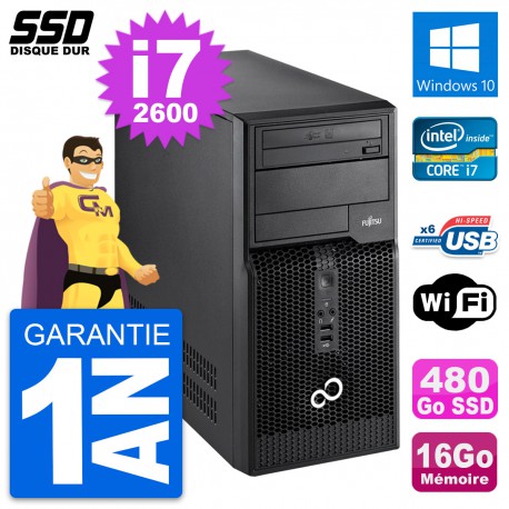PC Tour Fujitsu Esprimo P400 Intel i7-2600 RAM 16Go SSD 480Go Windows 10 Wifi