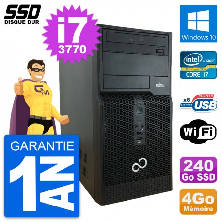 PC Tour Fujitsu Esprimo P400 Intel i7-3770 RAM 4Go SSD 240Go Windows 10 Wifi