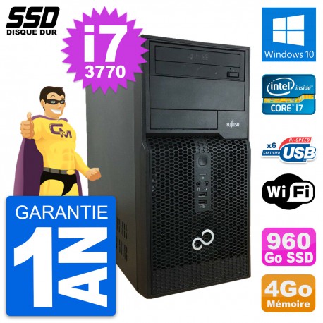 PC Tour Fujitsu Esprimo P400 Intel i7-3770 RAM 4Go SSD 960Go Windows 10 Wifi
