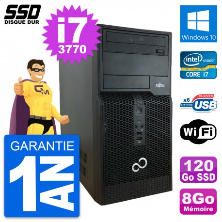 PC Tour Fujitsu Esprimo P400 Intel i7-3770 RAM 8Go SSD 120Go Windows 10 Wifi