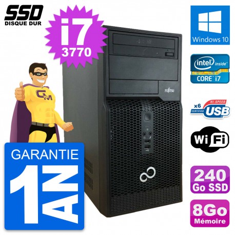 PC Tour Fujitsu Esprimo P400 Intel i7-3770 RAM 8Go SSD 240Go Windows 10 Wifi
