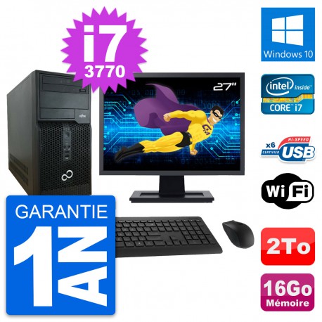 PC Tour Fujitsu P400 Ecran 27" Intel i7-3770 RAM 16Go Disque 2To Windows 10 Wifi