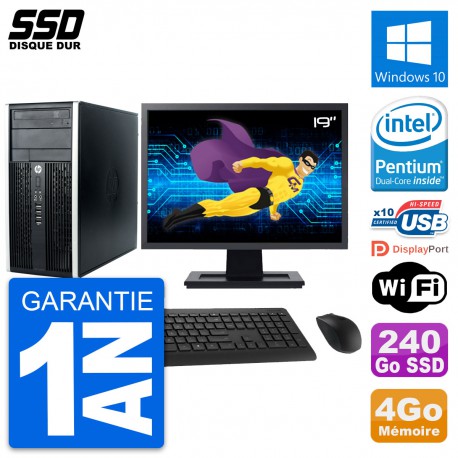PC Tour HP Pro 6300 CMT Ecran 19" Intel G630 RAM 4Go SSD 240Go Windows 10 Wifi