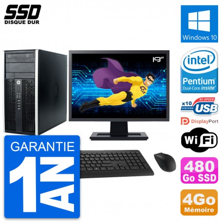 PC Tour HP Pro 6300 CMT Ecran 19" Intel G630 RAM 4Go SSD 480Go Windows 10 Wifi