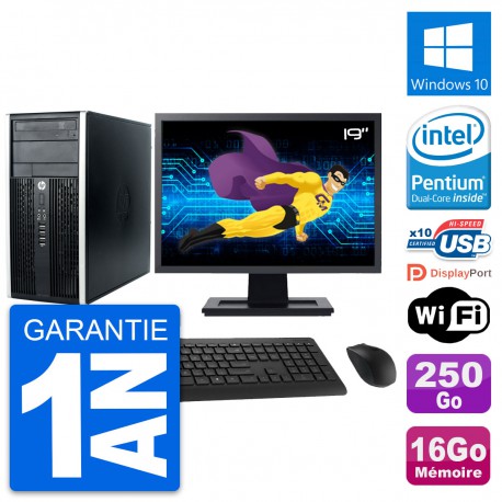 PC Tour HP Pro 6300 CMT Ecran 19" G630 RAM 16Go Disque Dur 250Go Windows 10 Wifi