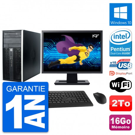 PC Tour HP Pro 6300 CMT Ecran 19" G630 RAM 16Go Disque Dur 2To Windows 10 Wifi