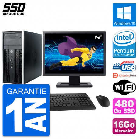 PC Tour HP Pro 6300 CMT Ecran 19" Intel G630 RAM 16Go SSD 480Go Windows 10 Wifi