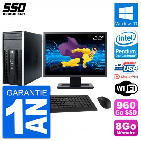 PC Tour HP Pro 6300 CMT Ecran 22" Intel G630 RAM 8Go SSD 960Go Windows 10 Wifi