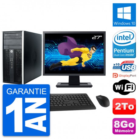 PC Tour HP Pro 6300 CMT Ecran 27" G630 RAM 8Go Disque Dur 2To Windows 10 Wifi