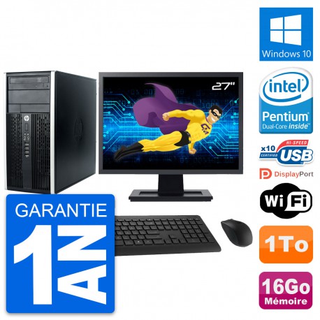 PC Tour HP Pro 6300 CMT Ecran 27" G630 RAM 16Go Disque Dur 1To Windows 10 Wifi