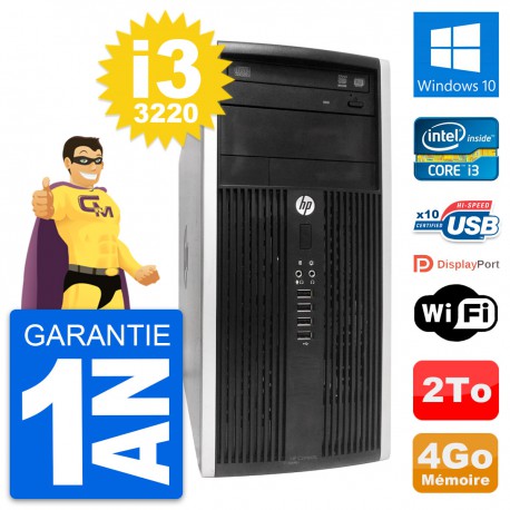 PC Tour HP Compaq Pro 6300 CMT Intel i3-3220 RAM 4Go Disque 2To Windows 10 Wifi
