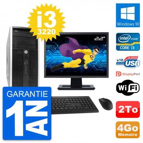 PC Tour HP Pro 6300 CMT Ecran 22" i3-3220 RAM 4Go Disque Dur 2To Windows 10 Wifi