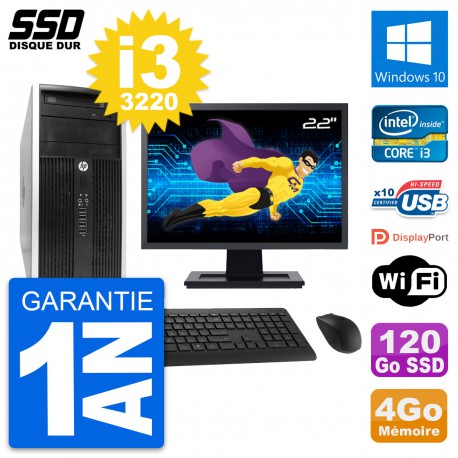 PC Tour HP 6300 CMT Ecran 22" Intel i3-3220 RAM 4Go SSD 120Go Windows 10 Wifi