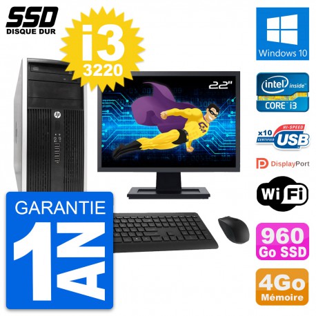 PC Tour HP 6300 CMT Ecran 22" Intel i3-3220 RAM 4Go SSD 960Go Windows 10 Wifi