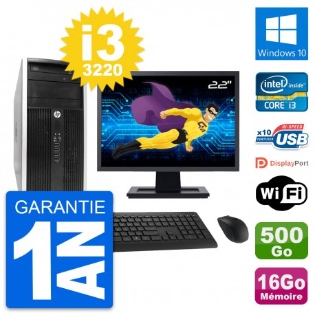 PC Tour HP Pro 6300 CMT Ecran 22" i3-3220 RAM 16Go Disque 500Go Windows 10 Wifi