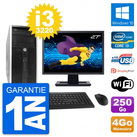 PC Tour HP Pro 6300 CMT Ecran 27" i3-3220 RAM 4Go Disque 250Go Windows 10 Wifi