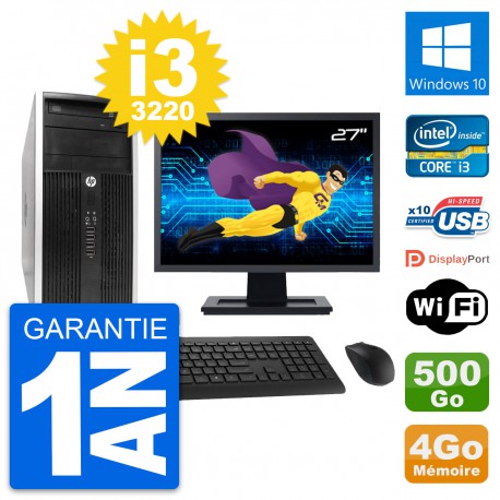 PC Tour HP Pro 6300 CMT Ecran 27" i3-3220 RAM 4Go Disque 500Go Windows 10 Wifi