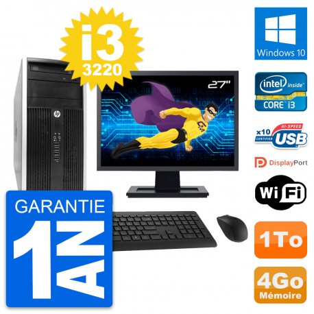 PC Tour HP Pro 6300 CMT Ecran 27" i3-3220 RAM 4Go Disque Dur 1To Windows 10 Wifi
