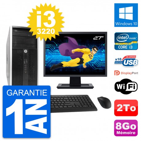 PC Tour HP Pro 6300 CMT Ecran 27" i3-3220 RAM 8Go Disque Dur 2To Windows 10 Wifi