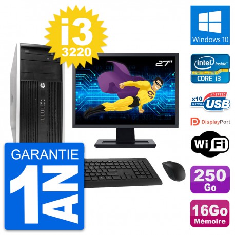 PC Tour HP Pro 6300 CMT Ecran 27" i3-3220 RAM 16Go Disque 250Go Windows 10 Wifi