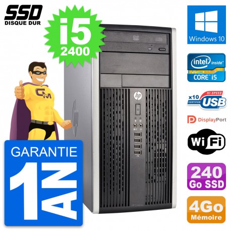 PC Tour HP Compaq Pro 6300 CMT Intel i5-2400 RAM 4Go SSD 240Go Windows 10 Wifi