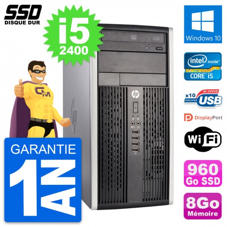 PC Tour HP Compaq Pro 6300 CMT Intel i5-2400 RAM 8Go SSD 960Go Windows 10 Wifi