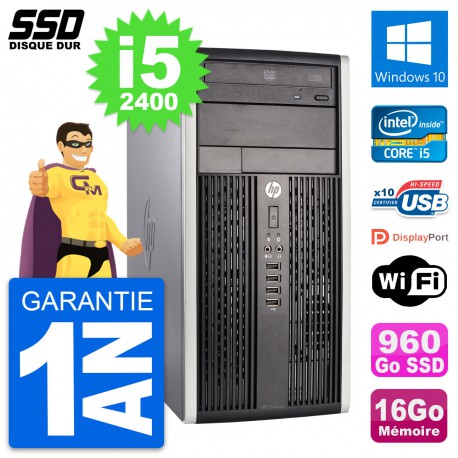 PC Tour HP Compaq Pro 6300 CMT Intel i5-2400 RAM 16Go SSD 960Go Windows 10 Wifi