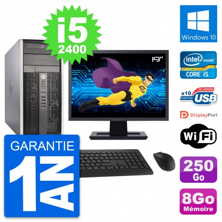 PC Tour HP Pro 6300 CMT Ecran 19" i5-2400 RAM 8Go Disque 250Go Windows 10 Wifi