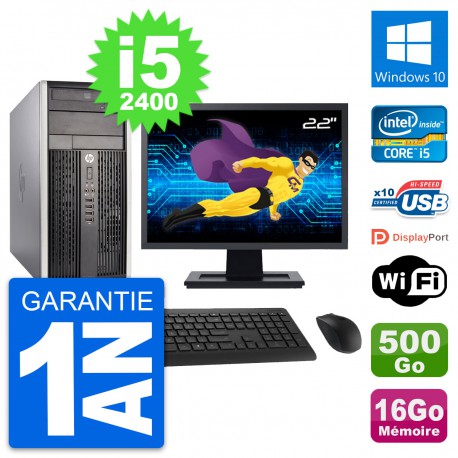 PC Tour HP Pro 6300 CMT Ecran 22" i5-2400 RAM 16Go Disque 500Go Windows 10 Wifi