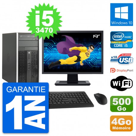 PC Tour HP Pro 6300 CMT Ecran 19" i5-3470 RAM 4Go Disque 500Go Windows 10 Wifi