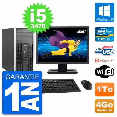 PC Tour HP Pro 6300 CMT Ecran 22" i5-3470 RAM 4Go Disque Dur 1To Windows 10 Wifi