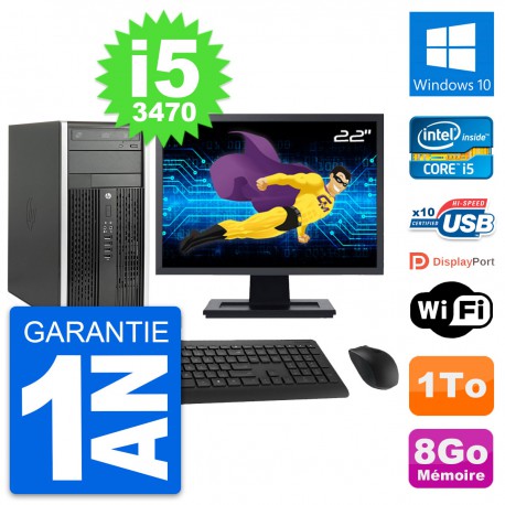 PC Tour HP Pro 6300 CMT Ecran 22" i5-3470 RAM 8Go Disque Dur 1To Windows 10 Wifi