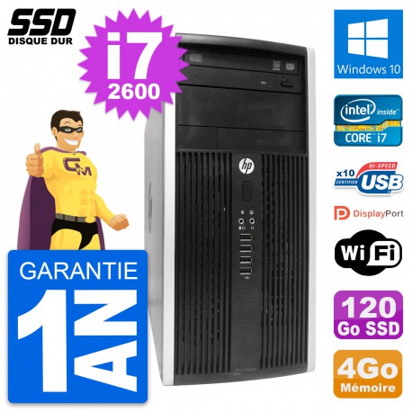 PC Tour HP Compaq Pro 6300 CMT Intel i7-2600 RAM 4Go SSD 120Go Windows 10 Wifi
