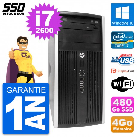PC Tour HP Compaq Pro 6300 CMT Intel i7-2600 RAM 4Go SSD 480Go Windows 10 Wifi