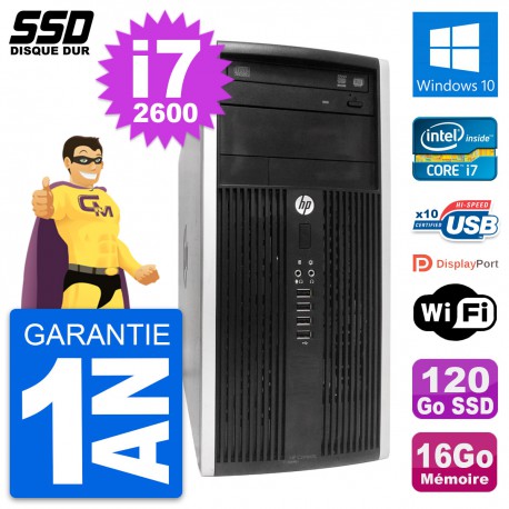 PC Tour HP Compaq Pro 6300 CMT Intel i7-2600 RAM 16Go SSD 120Go Windows 10 Wifi