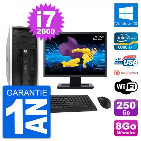 PC Tour HP Pro 6300 CMT Ecran 22" i7-2600 RAM 8Go Disque 250Go Windows 10 Wifi
