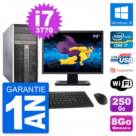 PC Tour HP Pro 6300 CMT Ecran 19" i7-3770 RAM 8Go Disque 250Go Windows 10 Wifi