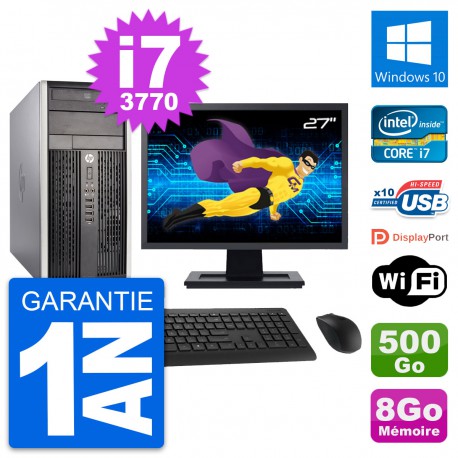 PC Tour HP Pro 6300 CMT Ecran 27" i7-3770 RAM 8Go Disque 500Go Windows 10 Wifi