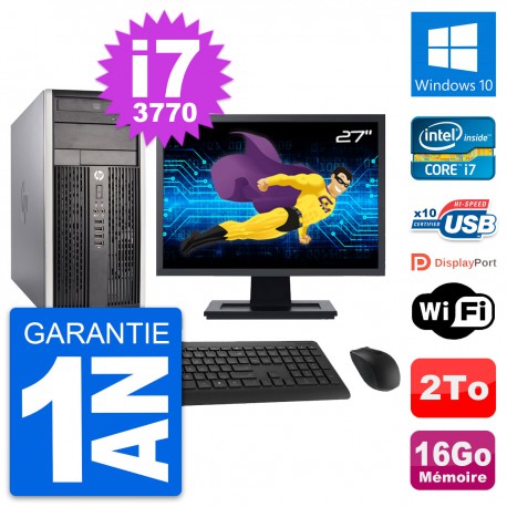 PC Tour HP Pro 6300 CMT Ecran 27" i7-3770 RAM 16Go Disque 2To Windows 10 Wifi