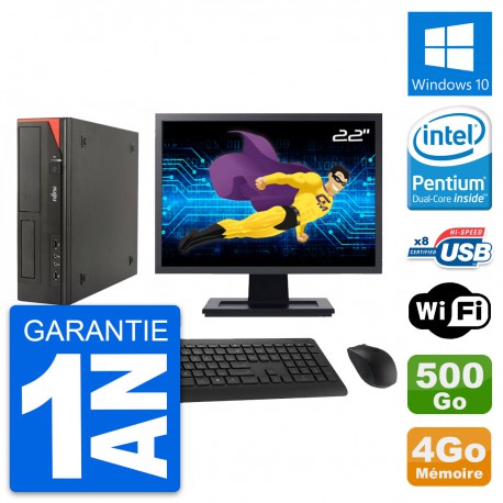 PC Fujitsu E520 DT Ecran 22" Intel G3220 RAM 4Go Disque 500Go Windows 10 Wifi