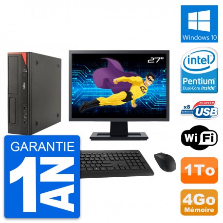 PC Fujitsu E520 DT Ecran 27" Intel G3220 RAM 4Go Disque Dur 1To Windows 10 Wifi