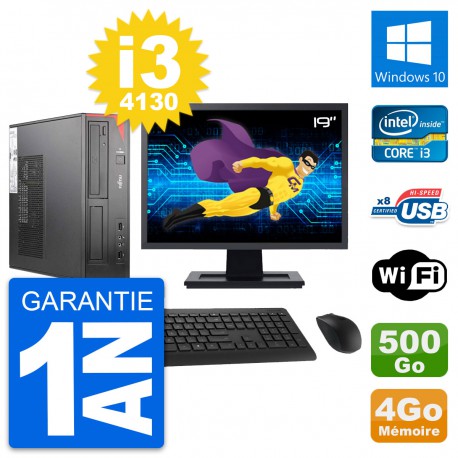 PC Fujitsu E520 DT Ecran 19" Intel i3-4130 RAM 4Go Disque 500Go Windows 10 Wifi