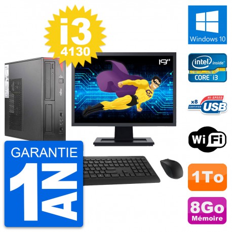 PC Fujitsu E520 DT Ecran 19" Intel i3-4130 RAM 8Go Disque 1To Windows 10 Wifi