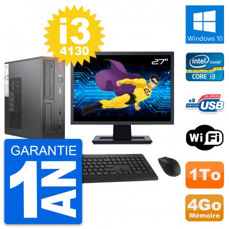 PC Fujitsu E520 DT Ecran 27" Intel i3-4130 RAM 4Go Disque 1To Windows 10 Wifi