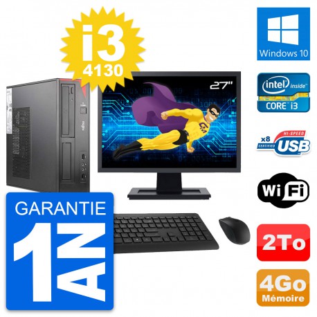 PC Fujitsu E520 DT Ecran 27" Intel i3-4130 RAM 4Go Disque 2To Windows 10 Wifi