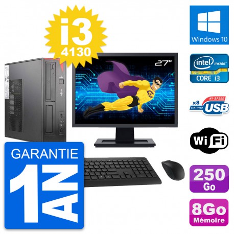 PC Fujitsu E520 DT Ecran 27" Intel i3-4130 RAM 8Go Disque 250Go Windows 10 Wifi