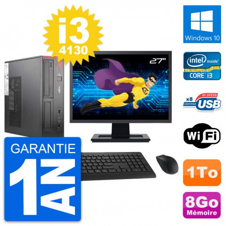 PC Fujitsu E520 DT Ecran 27" Intel i3-4130 RAM 8Go Disque 1To Windows 10 Wifi